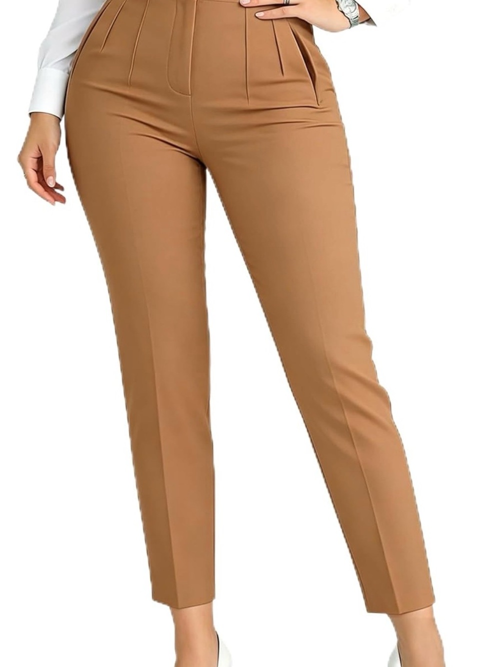 High-Waist Tailored Women’s Pants — Camel